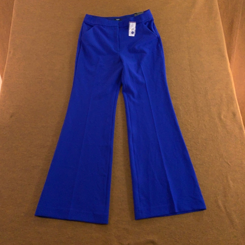 Express Womens 10R Royal Blue Editor High Rise Flare Trouser Pants NWT